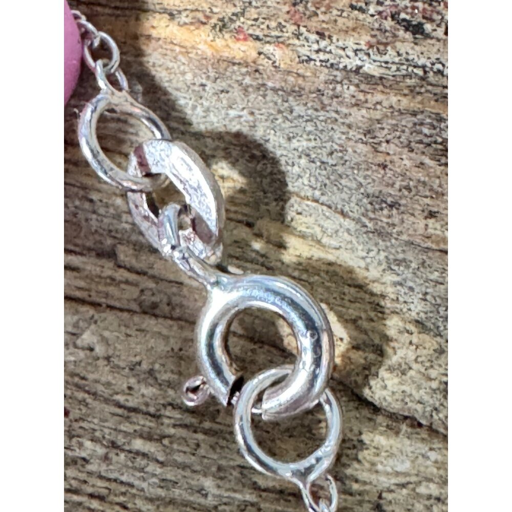 Sterling Silver Pendant Necklace With Amethyst & Druzy Quartz Stones 2.91g - Picture 4 of 11